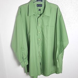 Stafford Essentials Green Longsleeve Buttondown Shirt, Size 18-18 1/2, 34/35